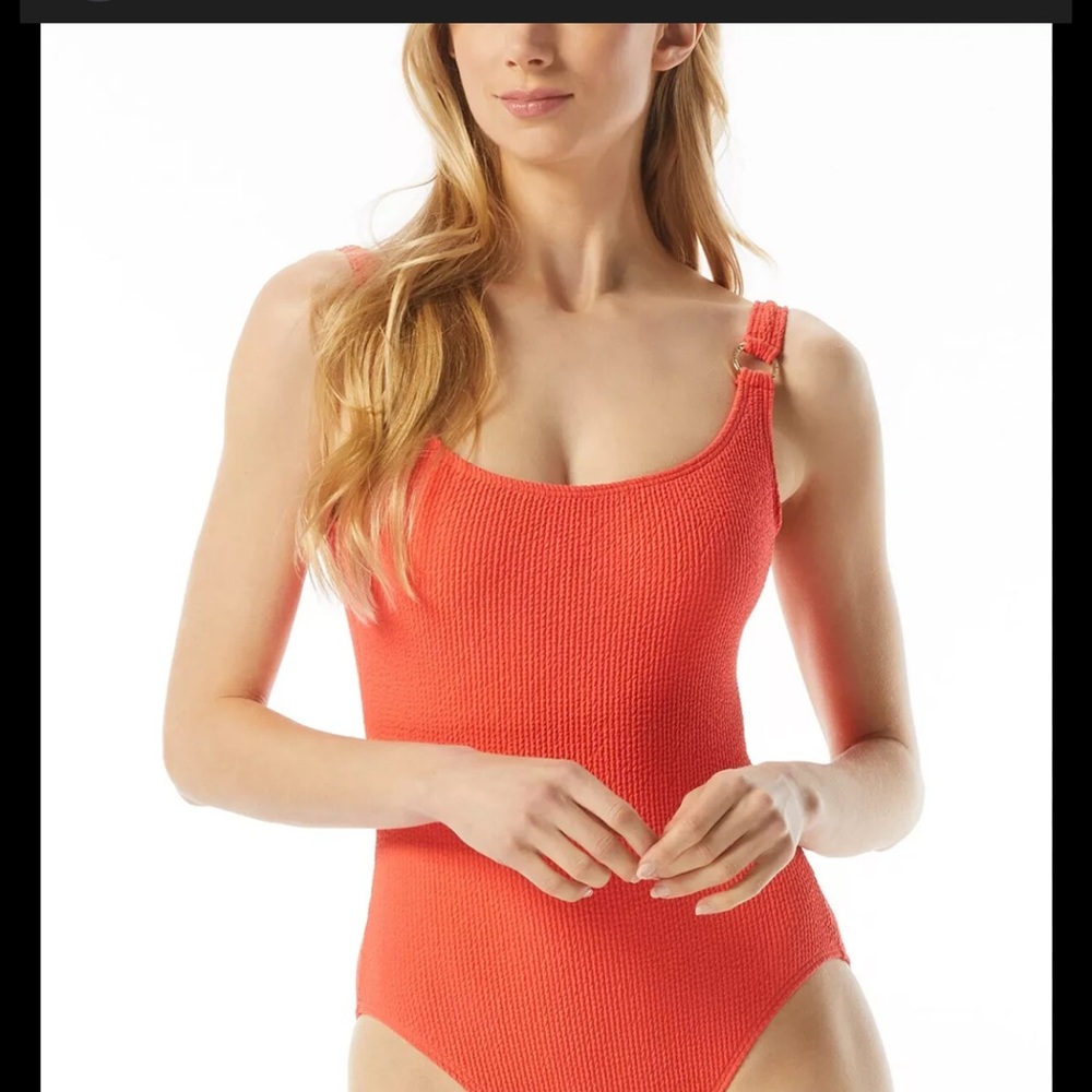 Michael Kors Sz 12 Coral Textured One-Piece Swimsuit